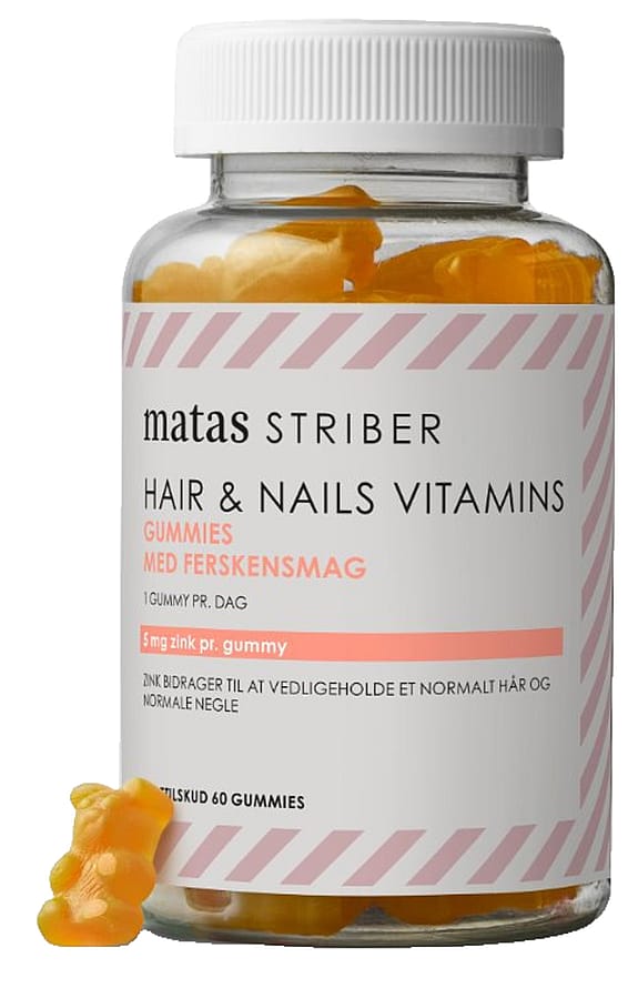 Matas Striber Gummies Hair & Nails Vitamins Fersken 60 stk