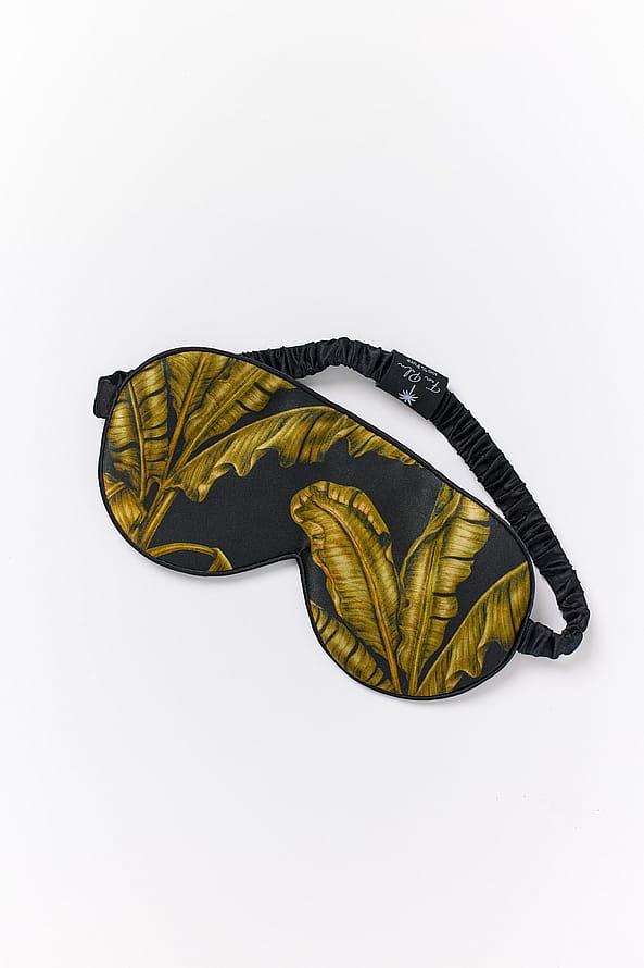 Fan Palm Sleeping Mask 100% Mulberry Silk Tropical Black