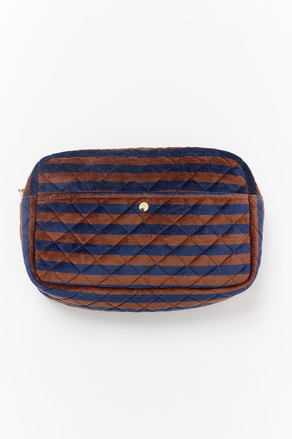 Fan Palm Beauty Bag Blues & Stripe Large