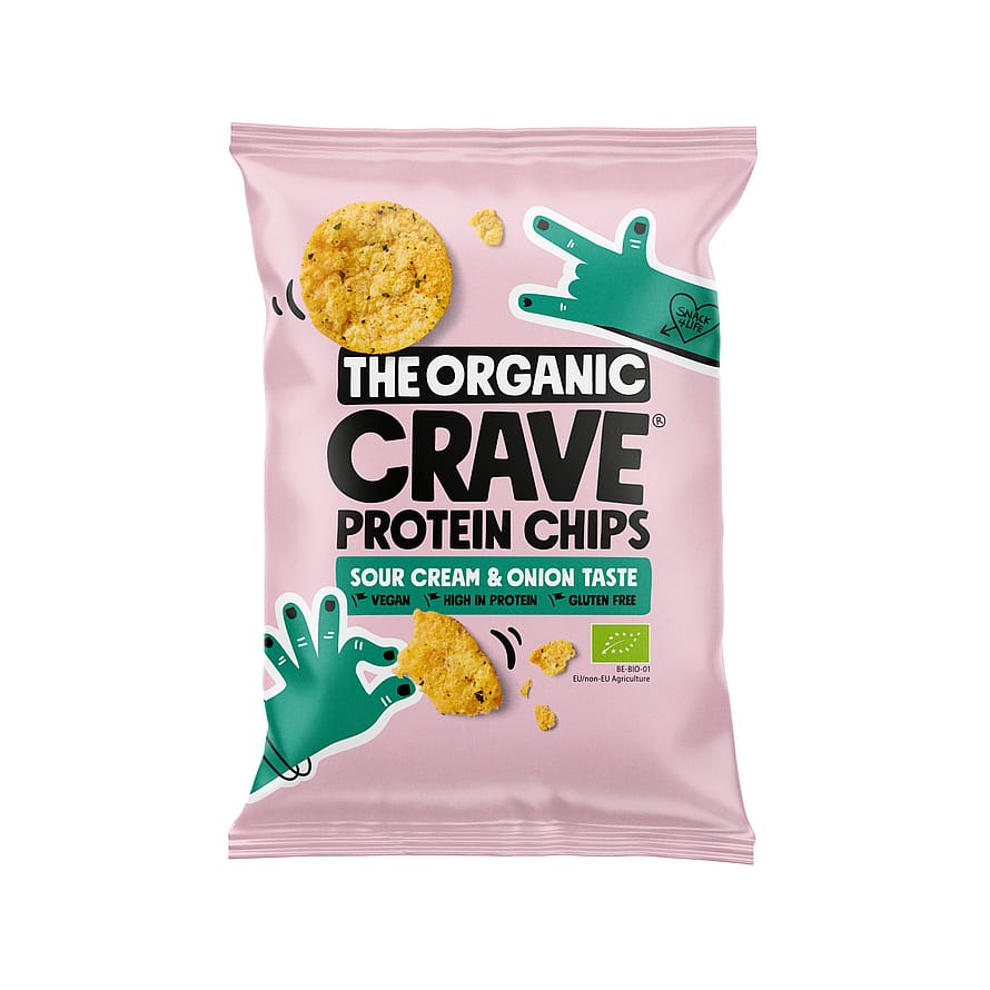 The Organic Crave Økologiske protein chips sour cream og løg 30 g