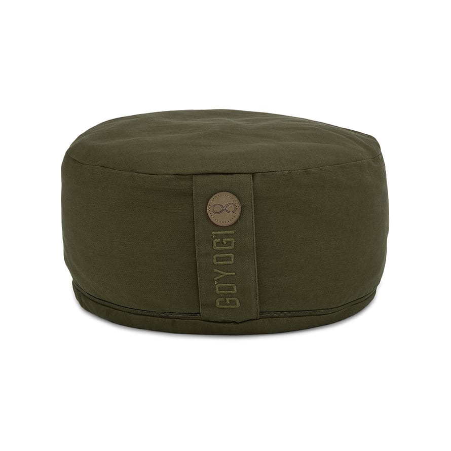 GOYOGI Calm Organic Cotton Round Meditation Cushion Dark Olive