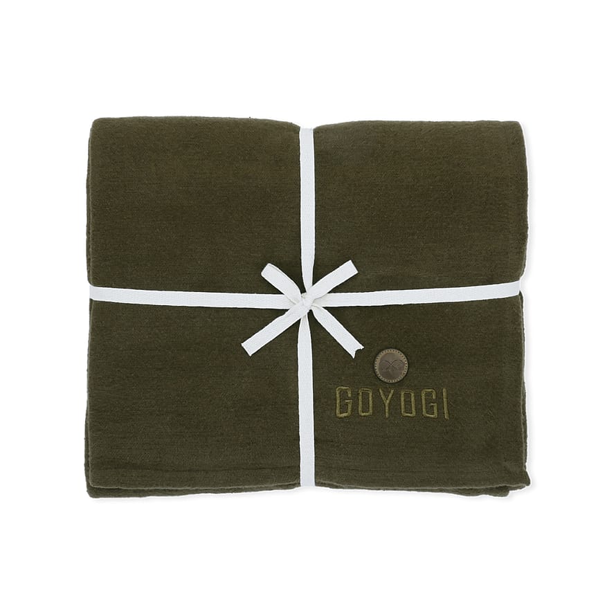GOYOGI Calm Organic Cotton Yoga Blanket Dark Olive