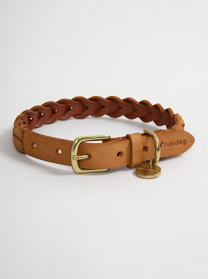 nordog Hugo flettet Halsbånd Cognac M