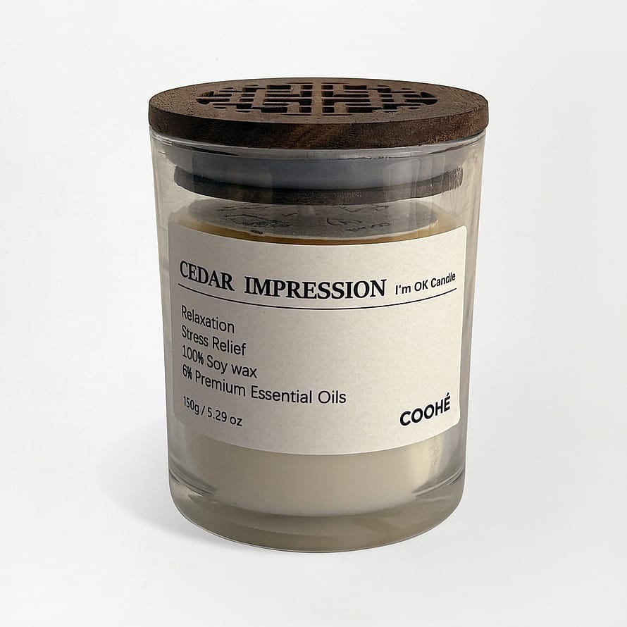 COOHÉ I'M OK Soy Wax Aroma Candle Cedar impression 150 g