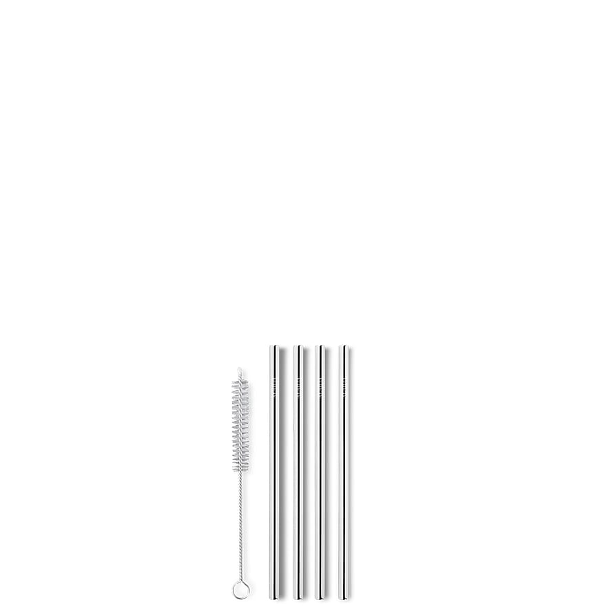 AYA&IDA Smoothie Straw Silver Straight 4-pak