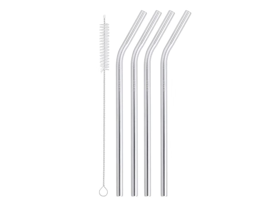 AYA&IDA Smoothie Straw Silver Bent 4-pak