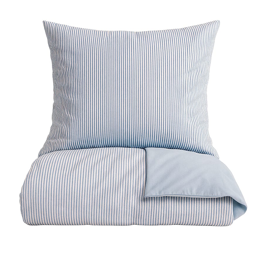 OMHU Mini Strib Sengetøj Blå 140 x 220 cm