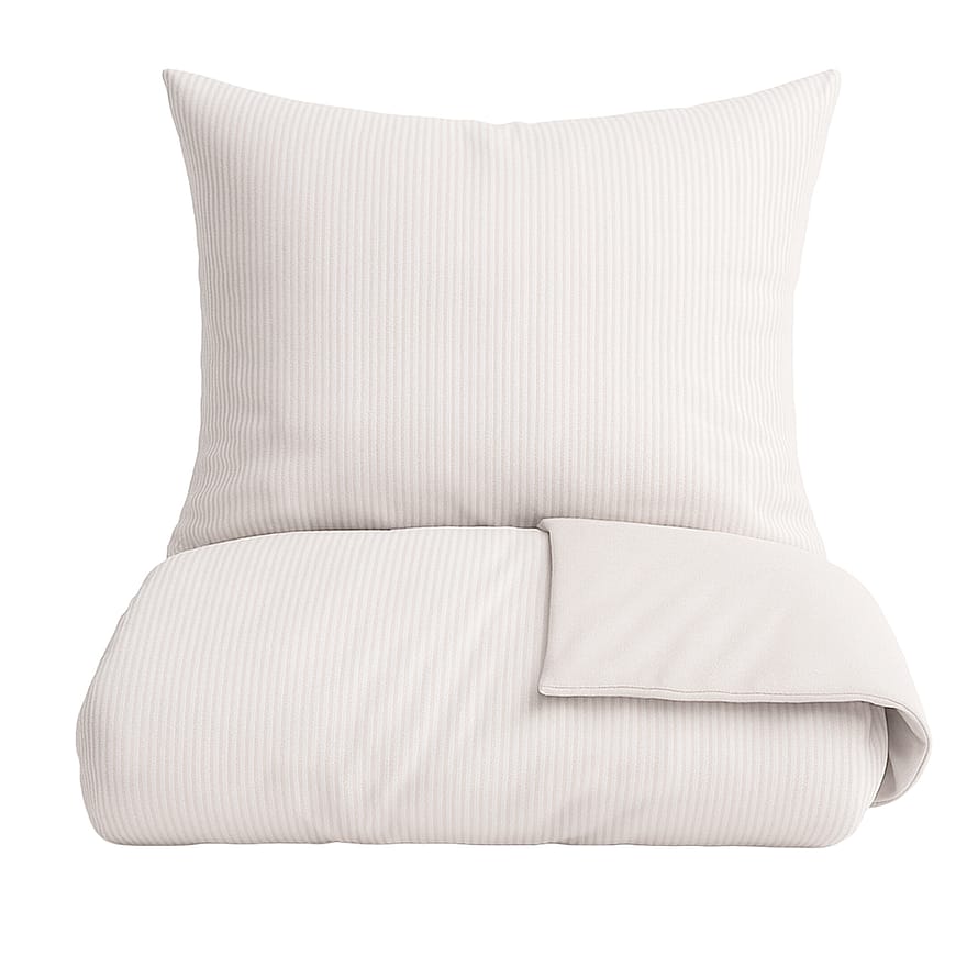 OMHU Mini Strib Sengetøj Sand 140 x 220 cm