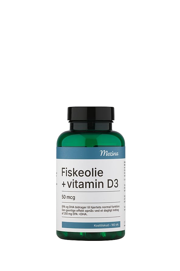 Mezina Fiskeolie + Vitamin D3 50 mcg 160 stk