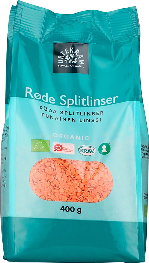 Urtekram Røde splitlinser Ø 400 g