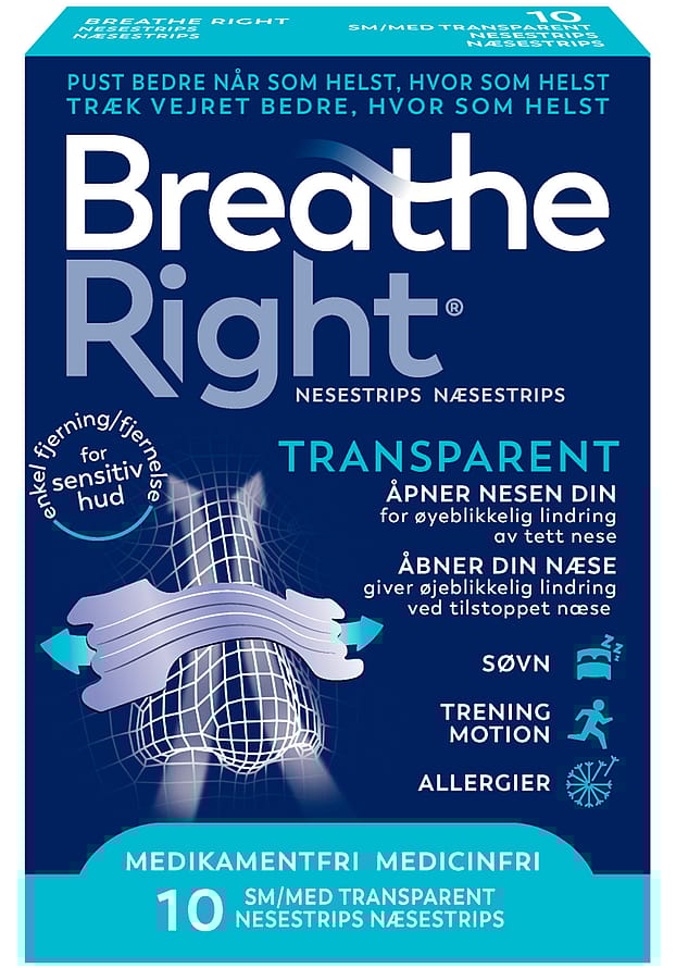 Breathe Right Næsestrips Transparent 10 stk