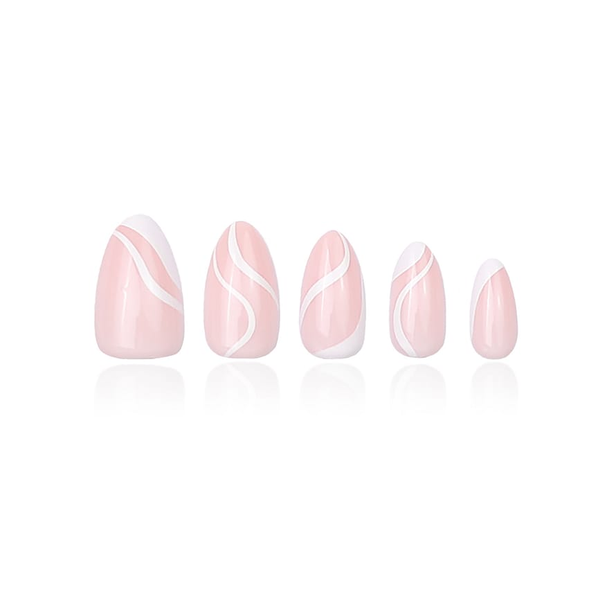 DUFFBEAUTY Instant Pro Press-on Manicure Milky Swirl, Medium Almond