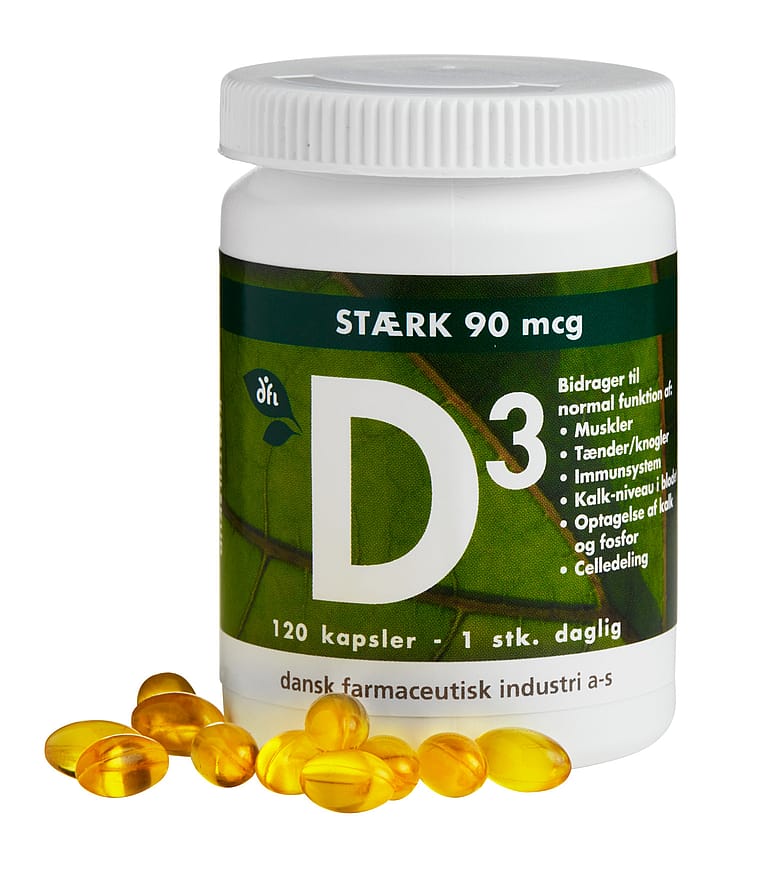 Dansk Farmaceutisk Industri Vitamin D3 90 mcg 120 kaps.