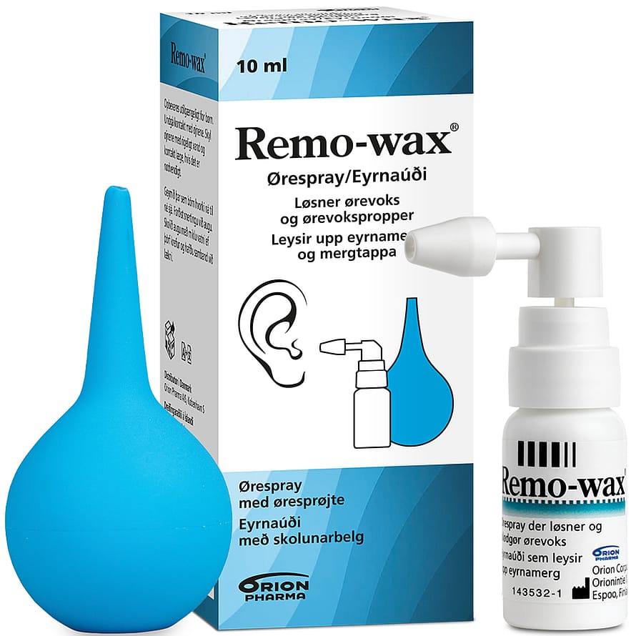 Remo-wax Ørespray m. øresprøjte 10 ml