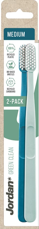 Jordan Green Clean Tandbørste Medium 2 Pak