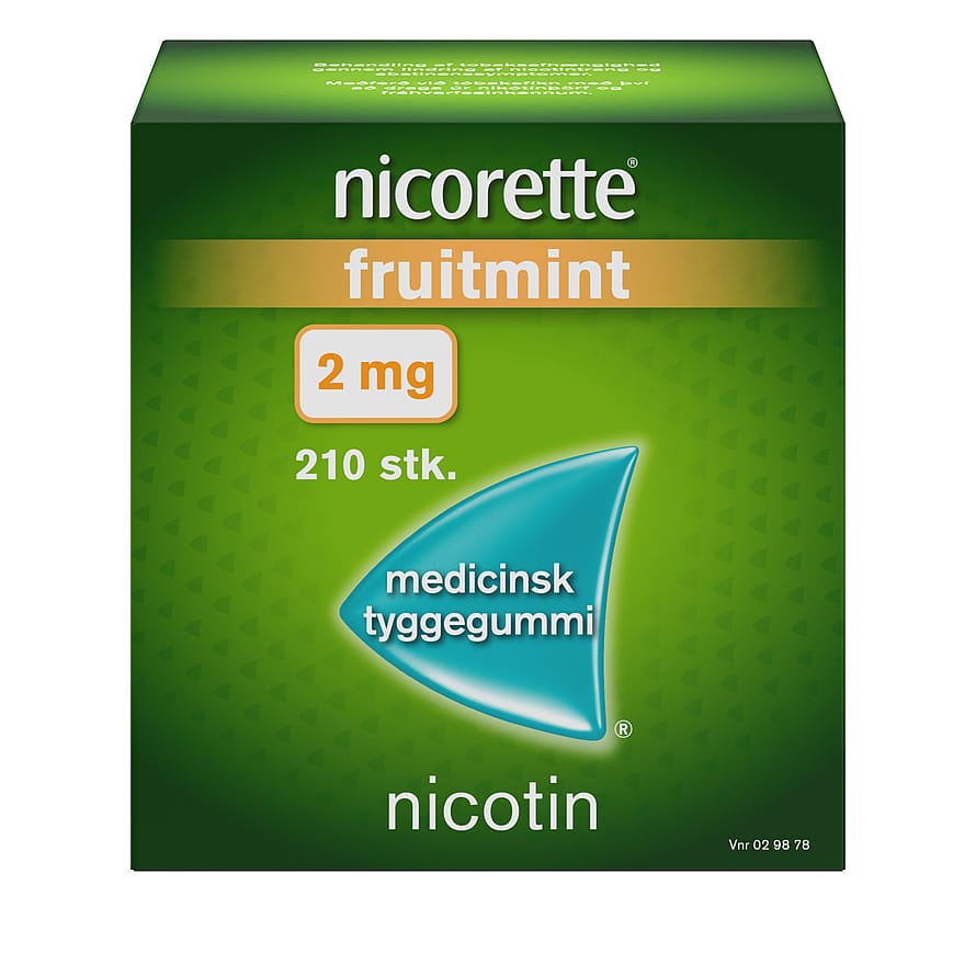 Nicorette® Fruitmint 2 mg medicinsk tyggegummi 210 stk.