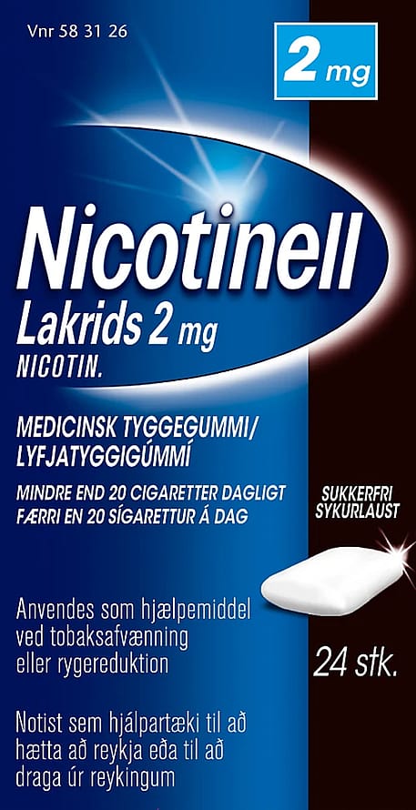 Nicotinell Lakrids Tyggegummi 2 mg 24 stk