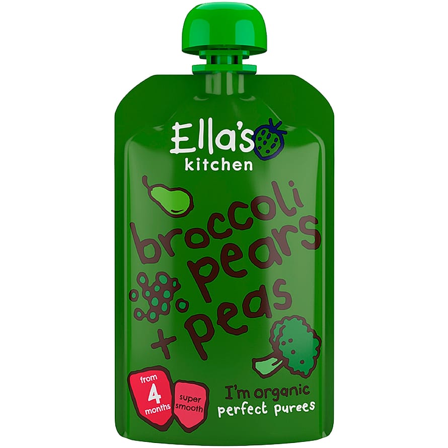 Ella's Kitchen Babymos broccoli, pære  & ærter (4 mdr) Ø