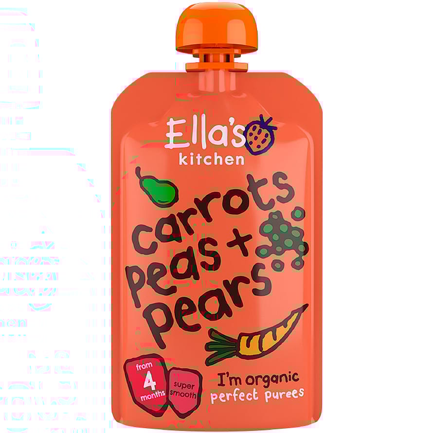 Ella's Kitchen Babymos gulerod, ærter & pære (4 mdr) Ø 120 g