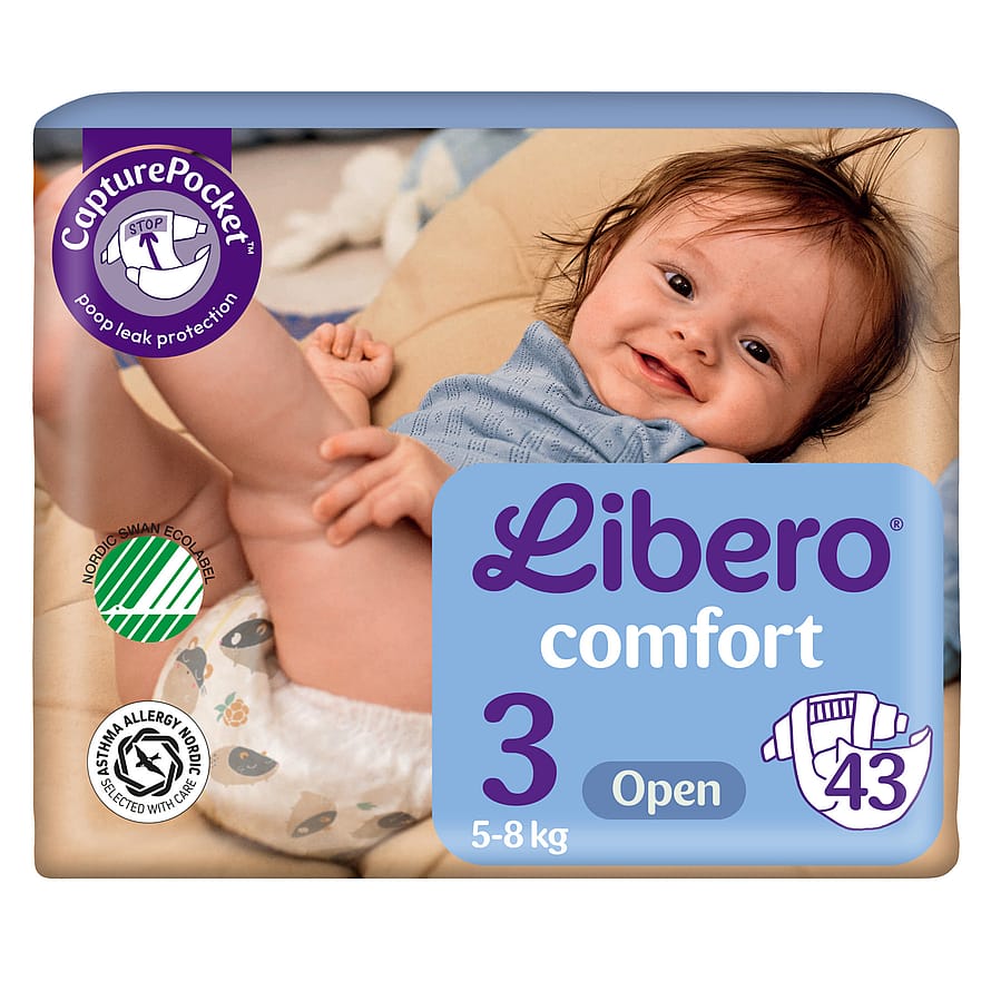 Libero Comfort Åbne Bleer Str. 3, 5-8 kg - 43 stk