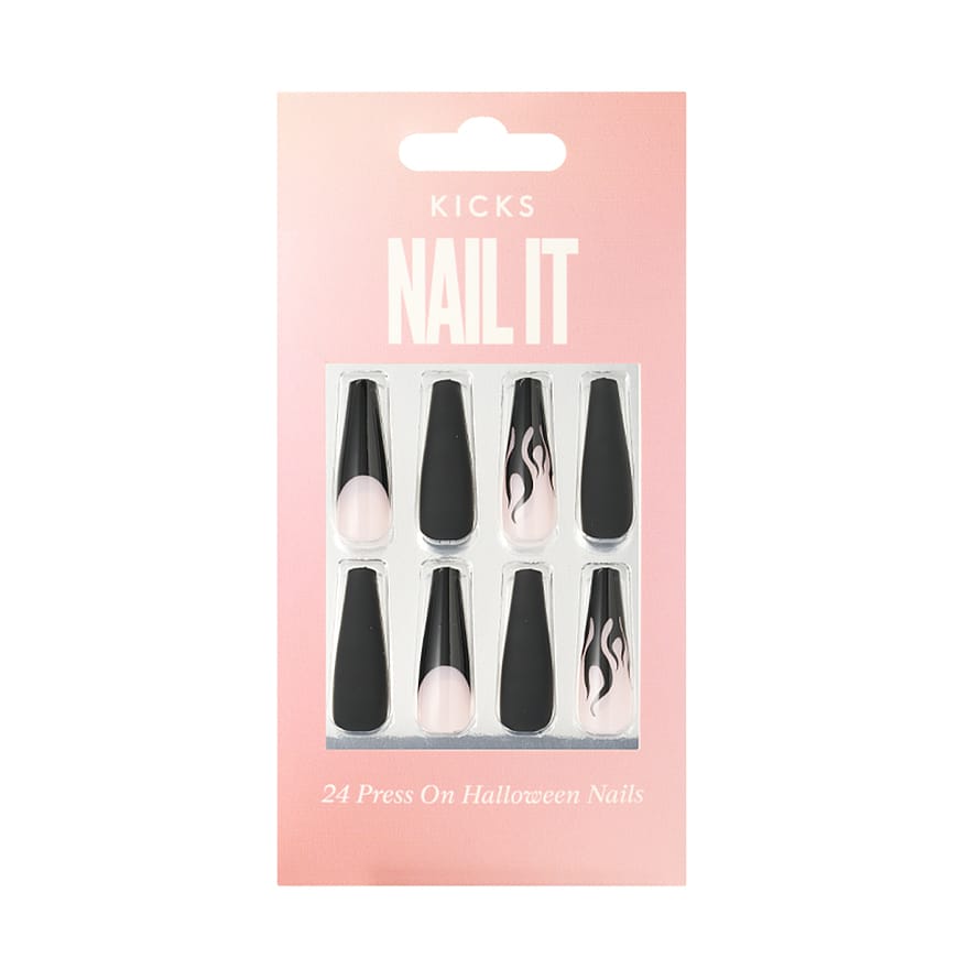 KICKS Beauty Nail It - 24 Press On Halloween Nails Black/White
