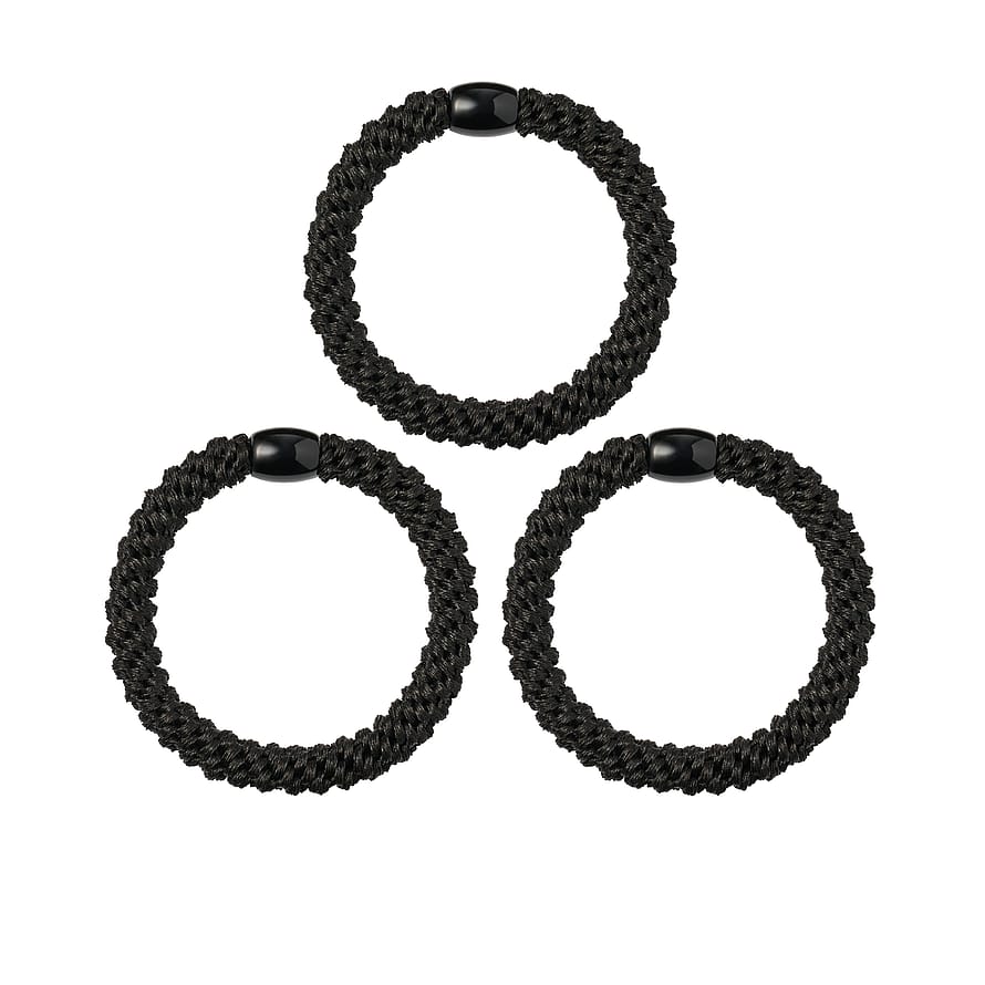 KICKS Beauty Woven Hair Ties 3-pack Black