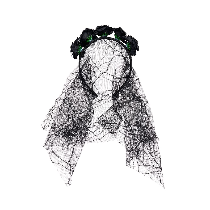 KICKS Beauty Flower Veil Headband Black