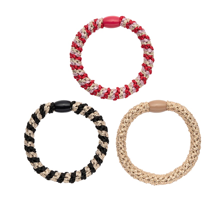 KICKS Beauty Woven Hair Ties 3-pack Gold