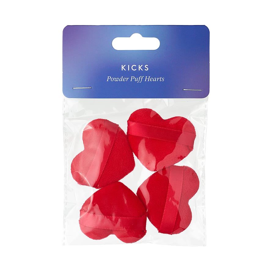 KICKS Beauty Powder Puff Hearts 4 pcs Red
