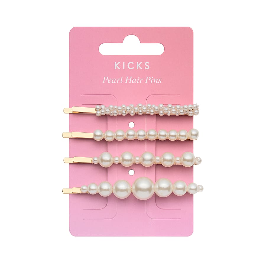 KICKS Beauty Pearl Hair Pins 4 pcs White