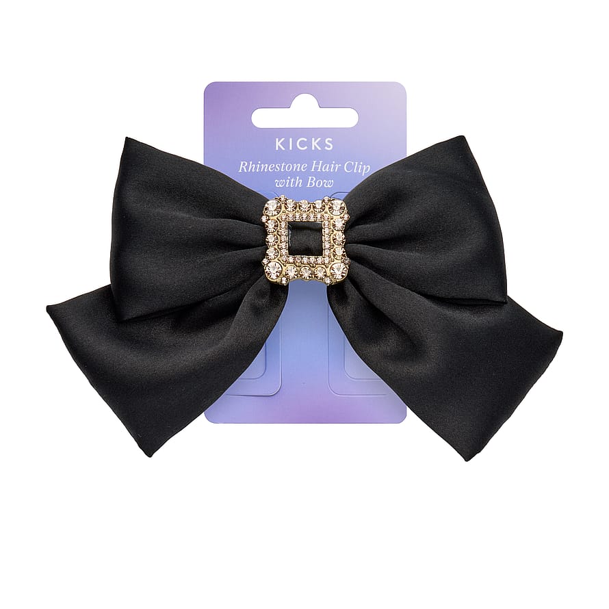 KICKS Beauty Rhinestone Hair Clip With Bow Black