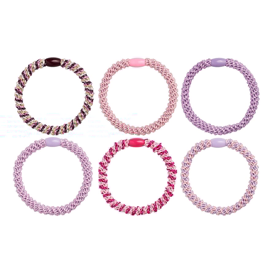 KICKS Beauty Woven Hair Tie Pink and Lilac Mix 6 Pack
