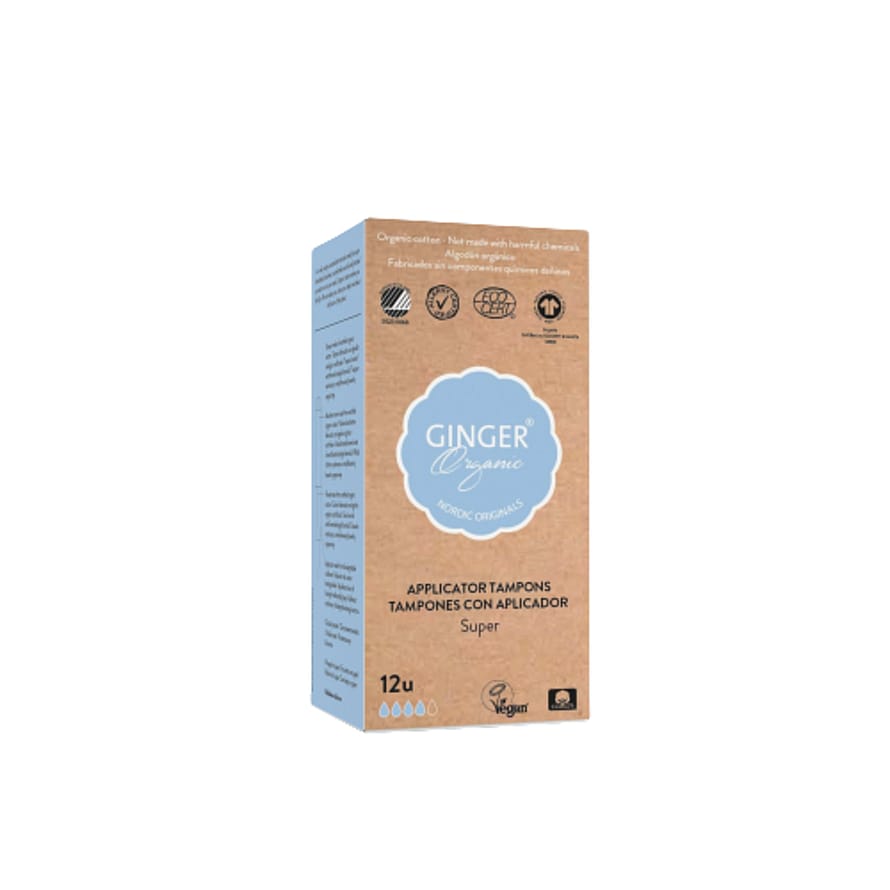 Ginger Organic Tampon m/indføring - Super 12 stk