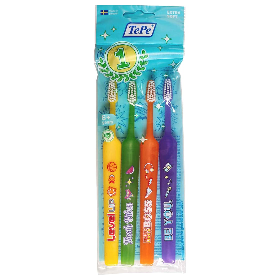 TePe Kids™ Extra Soft Tandbørste 4-pak