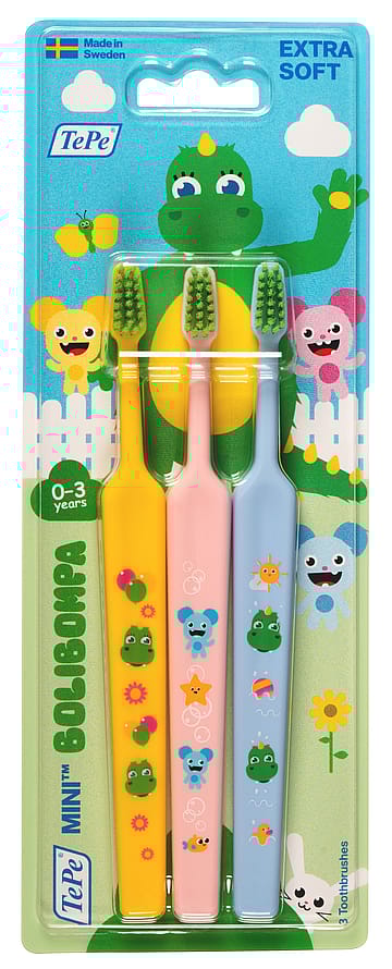 TePe Mini™ Bolibompa Extra Soft Tandbørste 3-pak