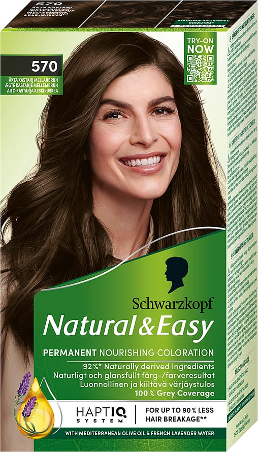 Schwarzkopf Natural & Easy Hårfarve 570 Ægte Kastanje Mellembrun
