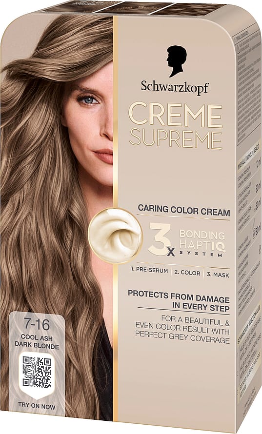 Schwarzkopf Creme Supreme Caring Color Creme 7-16 Cool Ash Dark Blonde