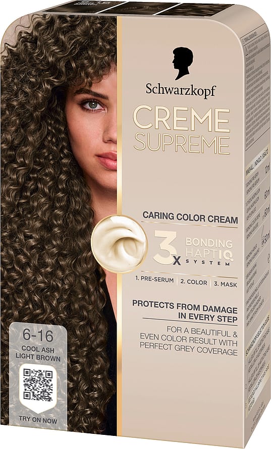 Schwarzkopf Creme Supreme Caring Color Creme 6-16 Cool Ash Light Brown