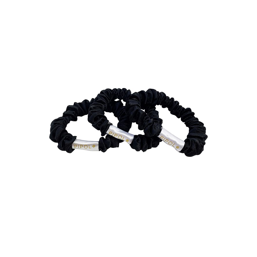 PIPOL'S BAZAAR Satin Love Scrunchies 3-pak Black