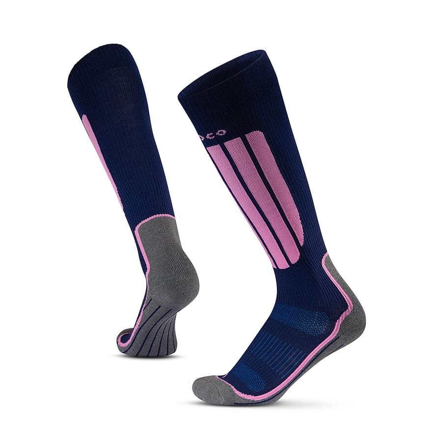 Gococo Compression Skiing Strømpe Navy/Pink M (33-39 cm around calf)