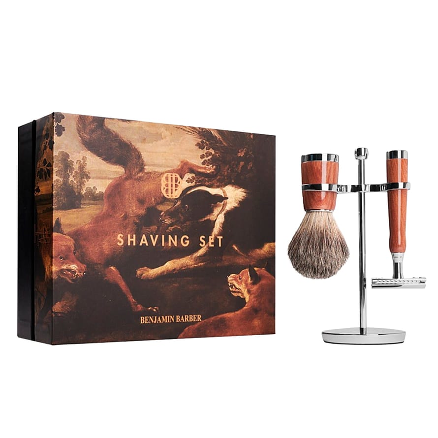 Benjamin Barber Classic 3-piece Shaving Set Wood Safety Razor