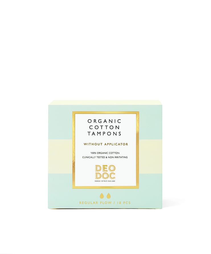 DeoDoc Organic Cotton Tampons Without Applicator Regular flow/ 18 stk.