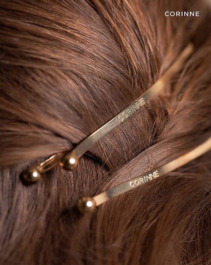 CORINNE Hair Slider 5 Knots & Plain 2-pack