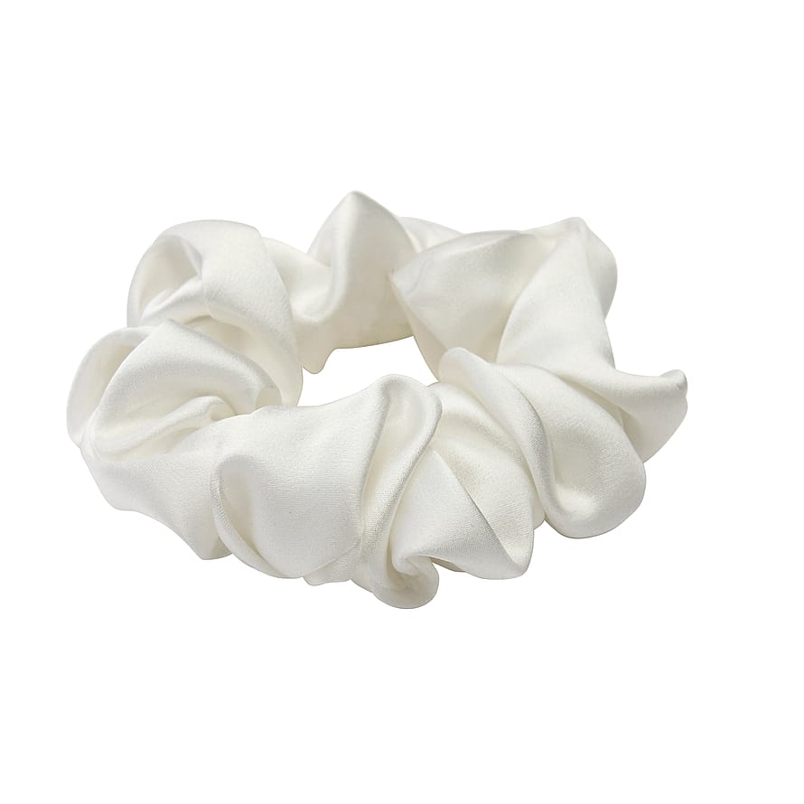 Lenoites Mulberry Silk Scrunchie White