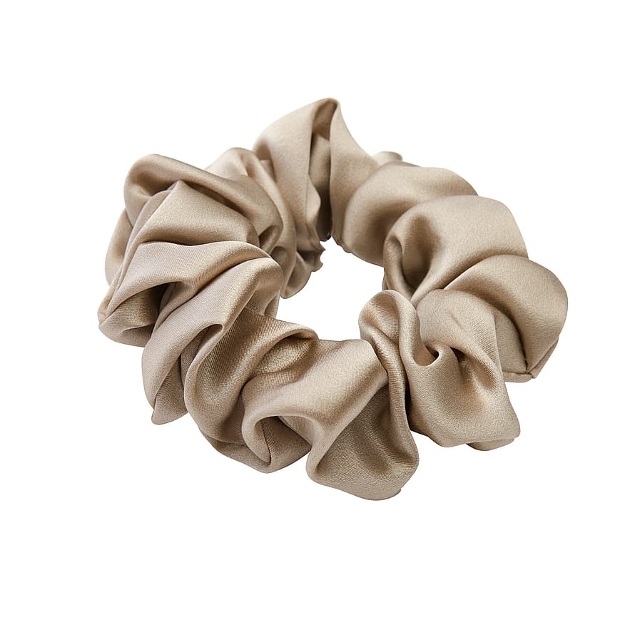 Lenoites Mulberry Silk Scrunchie Antique Gold