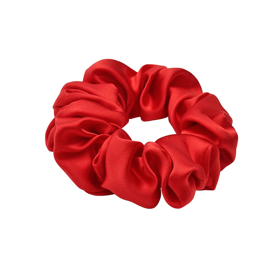 Lenoites Mulberry Silk Scrunchie Red