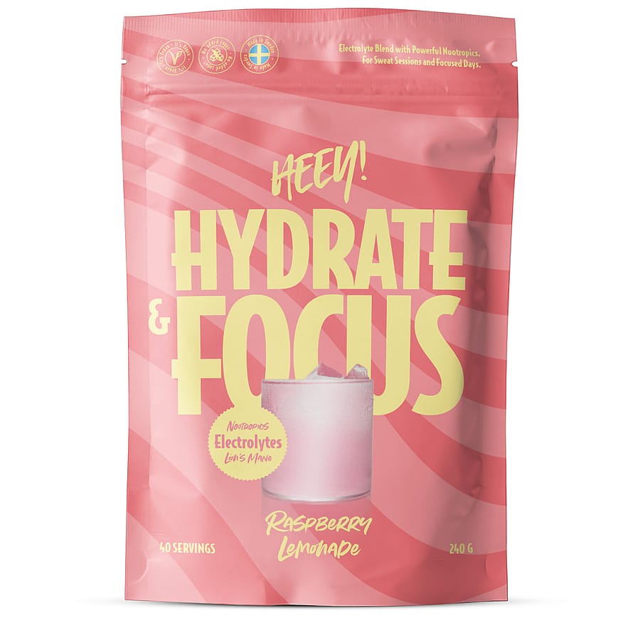 Heey! Hydrate & Focus Electrolytes + Lions Mane Raspberry Lemonade 240 g