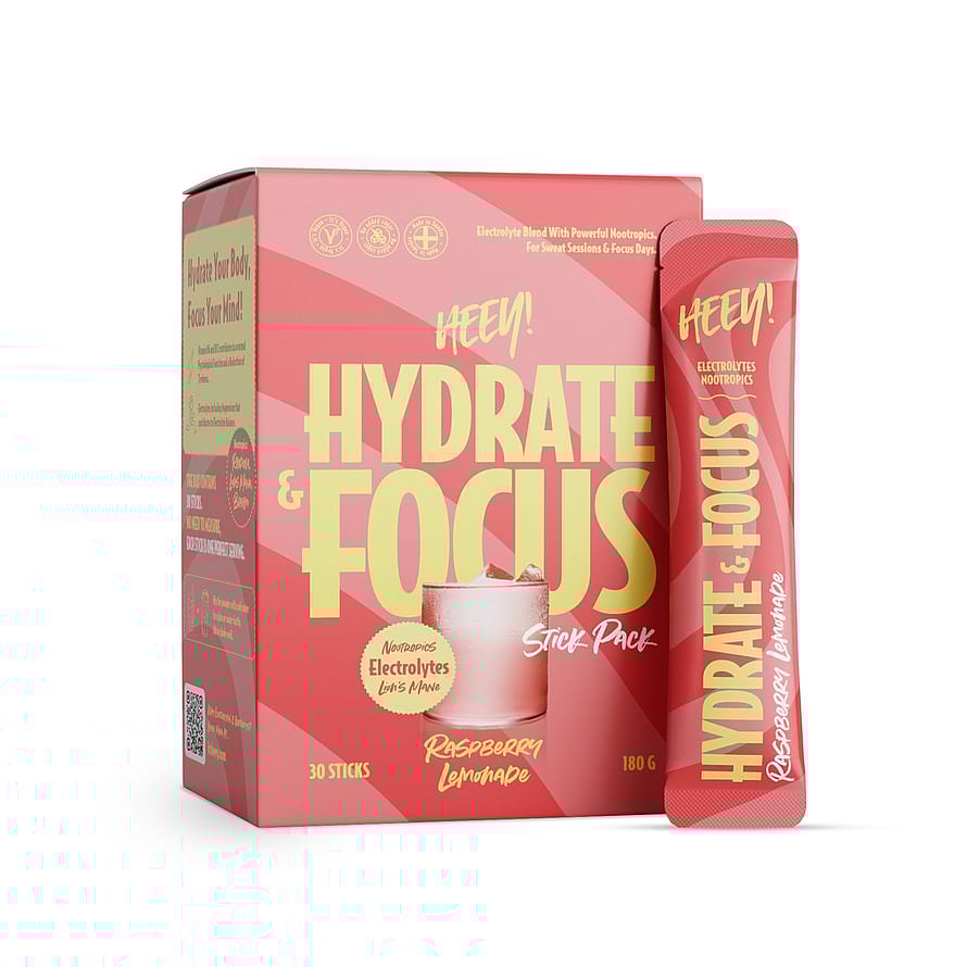 Heey! Hydrate & Focus Electrolytes + Lions Mane Raspberry Lemonade 30 x 6 g