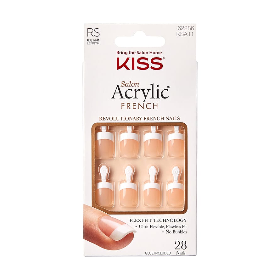 Kiss Salon Acrylic French Ultra Flexible Nails Real Short, KSA11