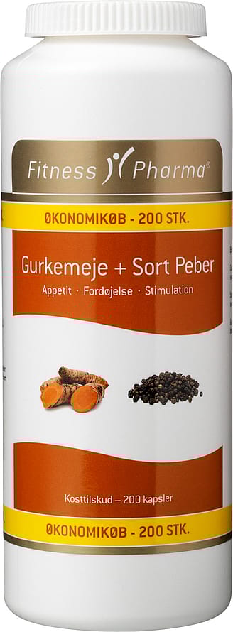 Fitness Pharma Gurkemeje & Sort Peber 200 kaps.